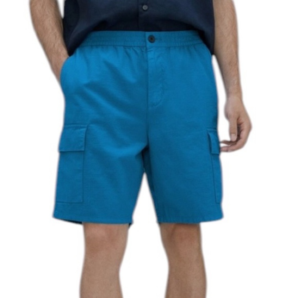 EVERLANE Men's The‎ Organic Cotton Linen Cargo Short in Horizon Blue Size Medium